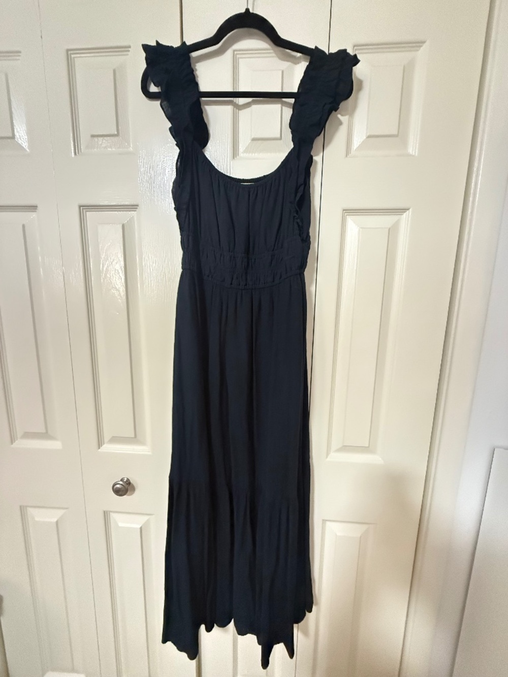 Abercrombie Navy Ruffle Maxi Dress